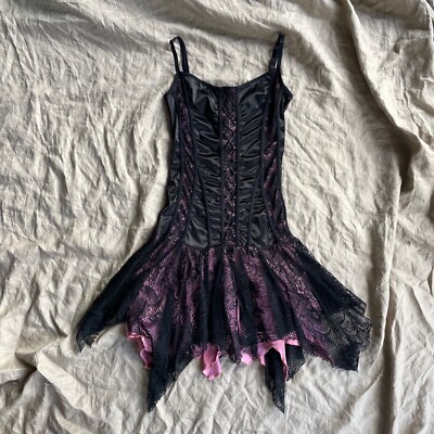 Rocco Barocco Y2K Women's Gothic Lace-Up Corset Mini Dress Size M | eBay