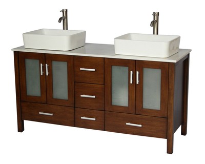 58-Inch Contemporary Style Double Sink Bathroom Vanity ...