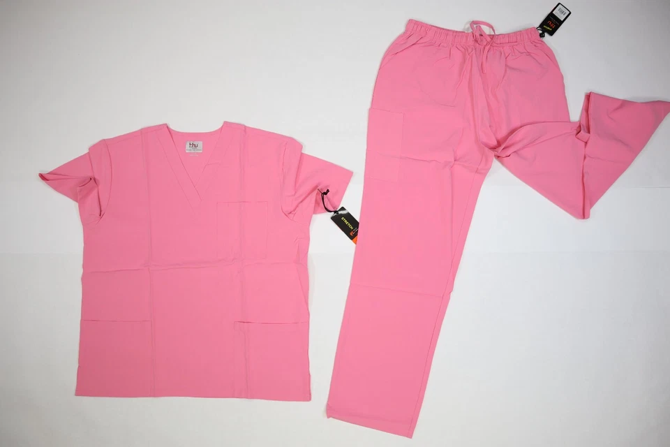 Conjunto Exfoliante Beverly Hills Uniformes Unisex Rosa Cuello en V Pierna Recta Parte Superior Inferior XL Foto 3 de 4
