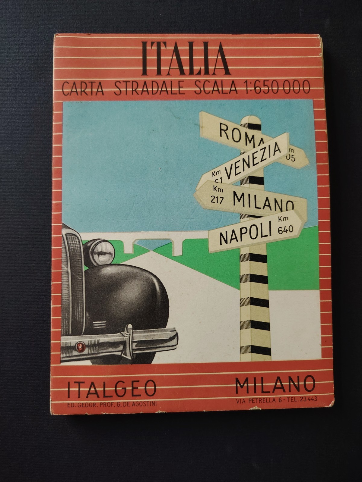 MILANO - CARTA STRADALE ITALIA - ITALGEO - EPOCA - SCALA 1:650.000