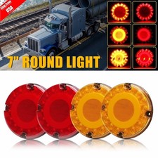 4x 7inch Round Red Amber Led Truck Trailer Brake Stop Turn Signal Tail Light Drl 4x 7inch Round Red Amber Led Truck Trailer Brake Stop Turn Signal Tail Light Drl