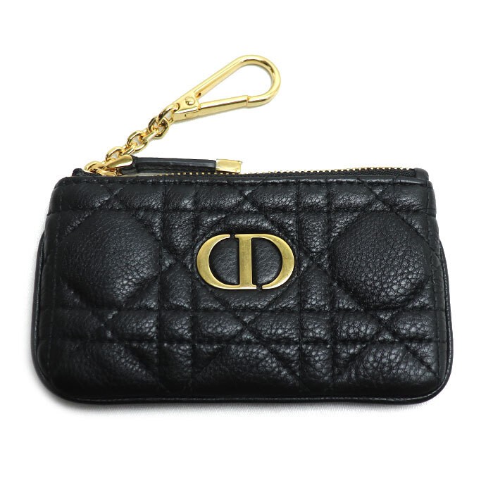 Dior Cannage Key Ring Coin Case Black S5158UWHC M900 Pre-Owned Excellent