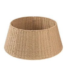 Christmas Tree Collar Wicker Holiday Skirt & Stand Base Cover Paper Rope Decor