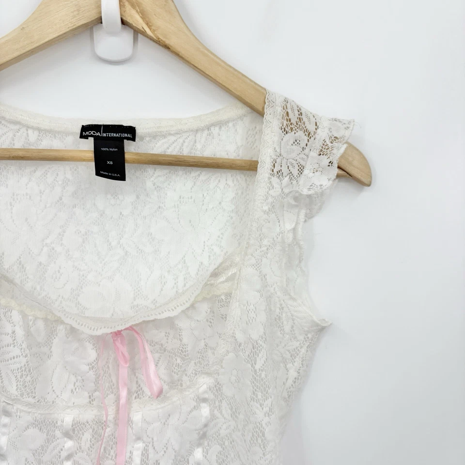 Vintage Babydoll Lechera Y2K Top XSmall Corsé con Cordones Bustier Coqueta Hada Foto 3 de 4