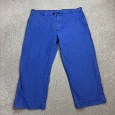 VINTAGE French Trousers Adult 38x25 Blue Workwear Chore Canvas Utility Mens