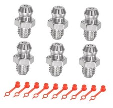 6 Pcs 304 Stainless Steel Straight Grease Fitting Thread Hydraulic M6 x 1mm