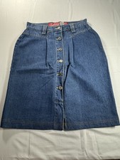 Vintage No Excuses Denim Straight Skirt Femme Fatale Button Front Pleated 9/10