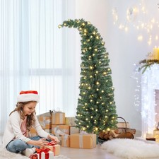 5 ft Prelit Whimsical Christmas Tree, Slim Xmas Tree with 100 LEDs