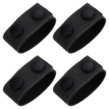 Duty Belt, 4Pcs - Fabric Belt Keepers with Double Snaps, Nylon Belt Loop Black 