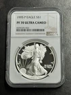 1995 P American Silver Eagle Proof $1 Graded NGC PF70 Ultra Cameo Key Date (1735