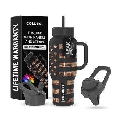 Coldest Tumbler with Handle and Straw, 100% Leak Proof Insulated Tumbler with...