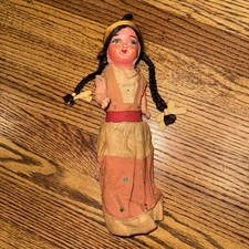 VTG INDIAN SKOOKUM SOUVENIR DOLL 1940's Hand Painted & Sewn CLOTH