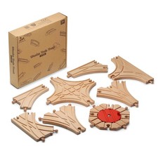 8PCS Wooden Train Track Expansion Set Compatible with Major Brands Ages 3
