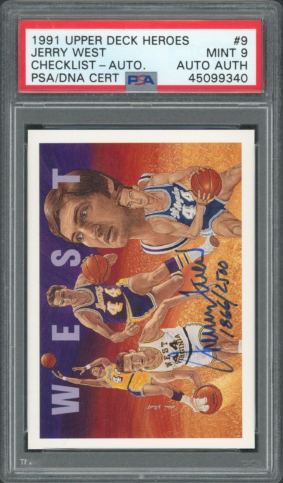 1991 Upper Deck Heroes Jerry West Auto /2500 PSA 9