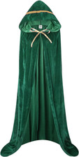 Unisex Full Length Hooded Robe Cloak Long Velvet Cape Cosplay Costume 59 Inch