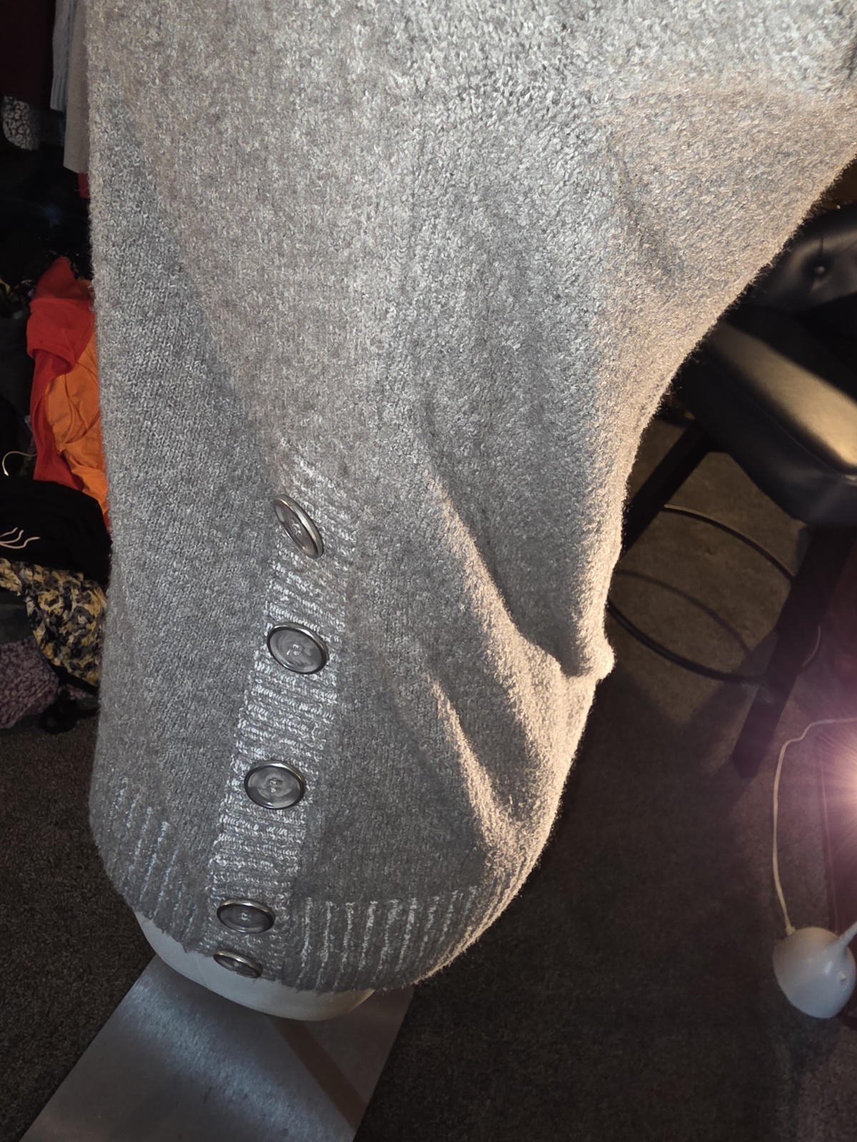 Style&Co. Solid Dark Gray Collared Long Sleeve Pu… - image 8