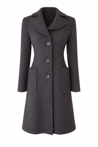 ALBERTA Ferretti Italian Wool Textured Coat – Tailored & Architectural Sz.6