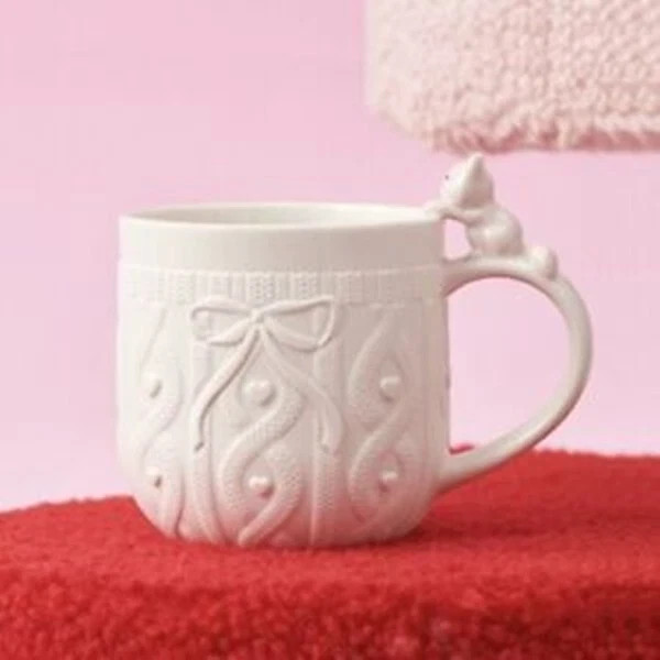 NUEVO Starbucks 2024 China Día de San Valentín Lindo Gato Arco Lana 12oz Taza de Café Regalo