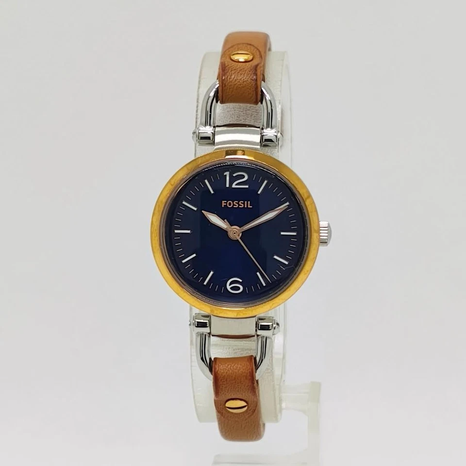 Relógio de quartzo analógico FOSSIL ES4277 pulseira de couro marrom marinho testado - Imagem 3 de 4