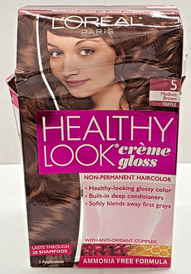 Imperfect Box L'Oreal Healthy Look Creme Gloss Hair Color 5 Medium Brown Truffle