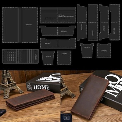 13pcs/set Long Wallet Acrylic Templates DIY Leather Pattern Mold Handmade Wallet