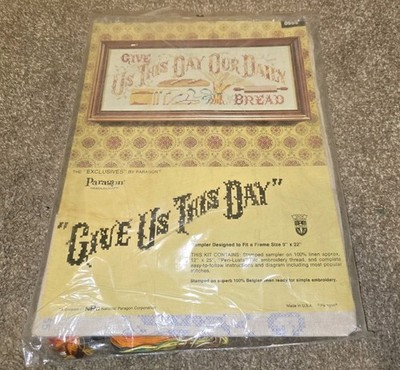 VTG Paragon Needlecraft Cross Stitch Kit 0555 GIVE US THIS DAY OUR DAILY BREAD
