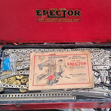 A.C. Gilbert Erector Set No. 7 1/2 Vintage Metal Set w/ Box Manual.
