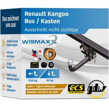 ANHÄNGERKUPPLUNG für Renault Kangoo 13-21 starr GDW +13pol E-Satz ABE