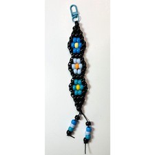 Handmade Beaded Keychain Charm Colorful Floral Pony Bead Design Bag Charm -v