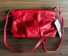 Zara Damen Fashion Tasche Umhängetasche Clutch Pouch Leder genarbt rot neu