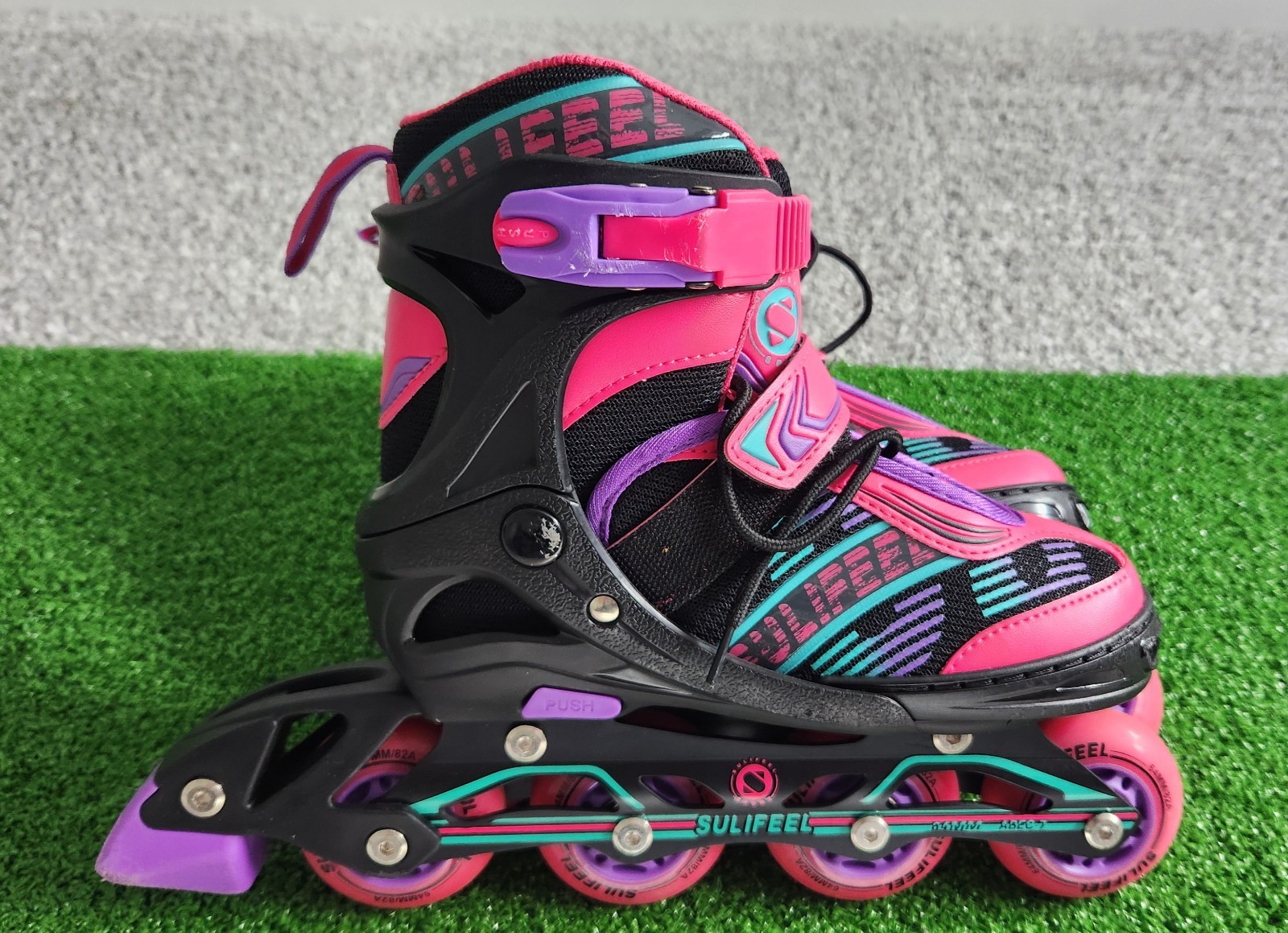 Girls Inline Rollerblades Sulifeel Adjustable  Pink Black Size Small 10-13