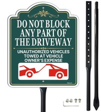 Do Not Block Any Part Of The Driveway Sign with 35.4" Stake for Yard 12" x 10...