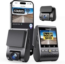 VIOFO Dual Dash Cam, 2K 1440P 60fps 1080P 30fps Front and Rear black