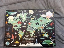 NEW Mudpuppy YOUR WORLD 1000 piece puzzle map animals Paul Daviz