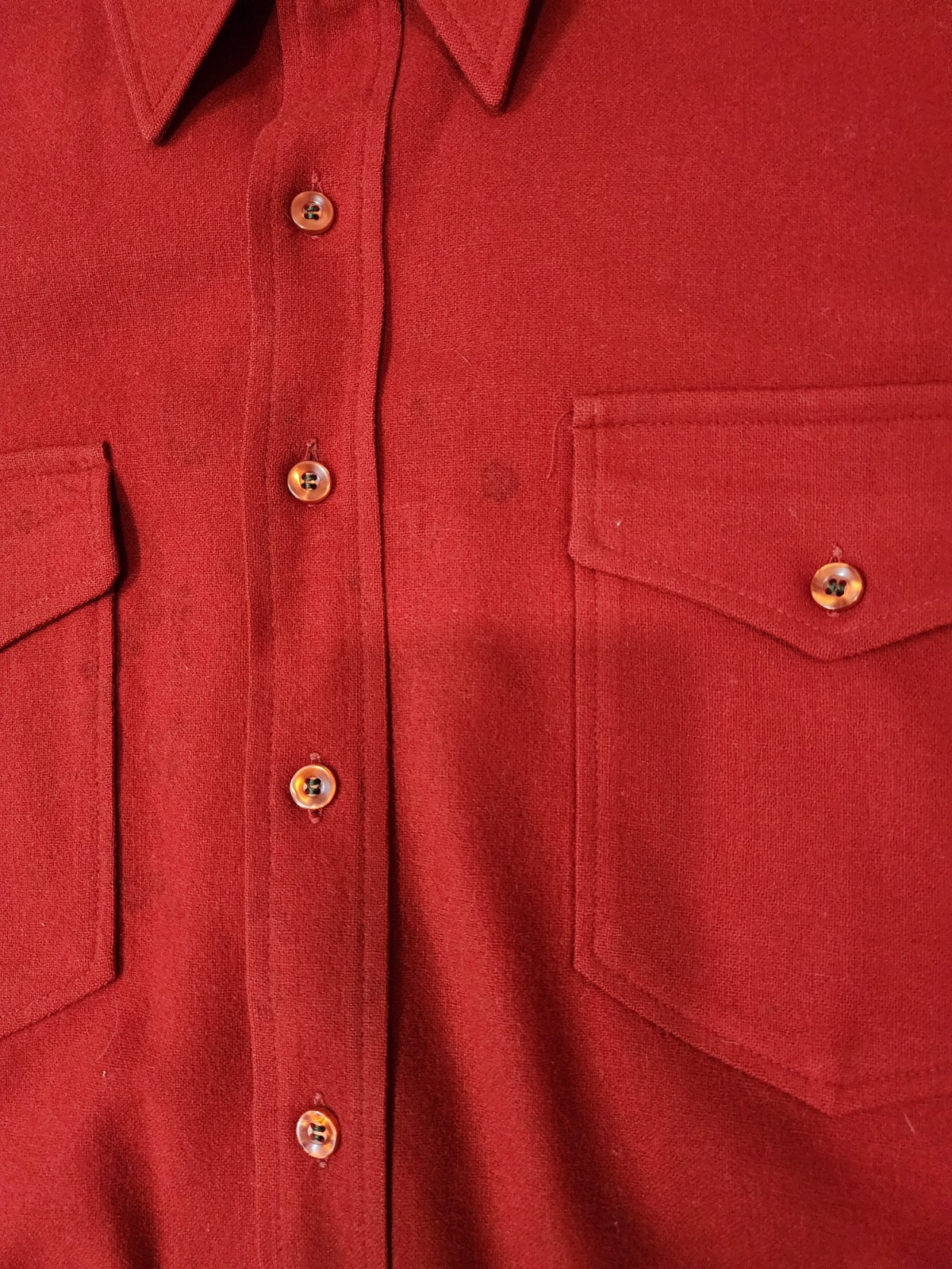 FLAWED - Pendleton Size XL 16 1/2 Solid Red Virgi… - image 5