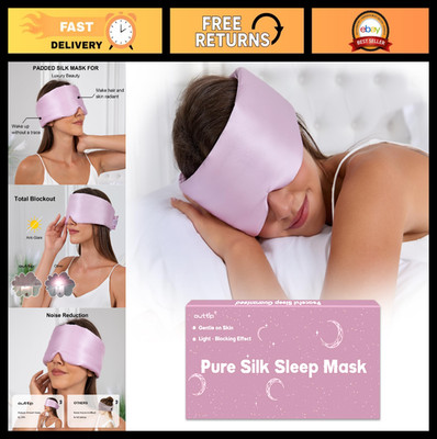 100% Mulberry Silk Sleep Mask - Adjustable Blackout Eye Cover for Travel & Home