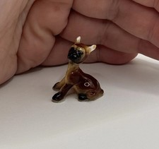 Vintage Hagen Renaker Miniature Boxer Dog Puppy Figurine Docked Ears Trinket ***