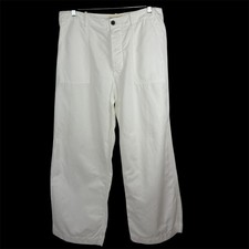 Nili Lotan Leon Boy Pants Size 12 Wide Leg Cotton Linen Button Fly White