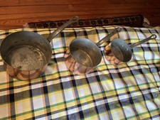 3 casseroles anciennes cuivre Jean Matillon made in France b.e.g. utilisables