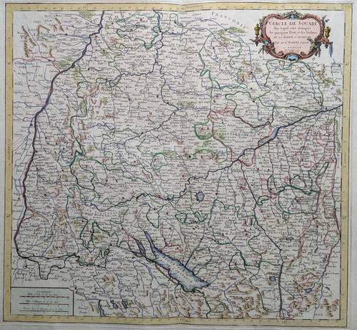 Schwaben Original Kupferstich Landkarte von Santini Venedig 1778