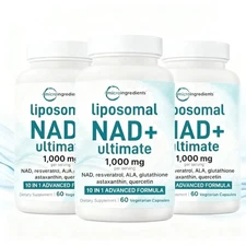 Micro Ingredients Liposomal NAD+ Ultimate 10-in-1 Resveratrol 1000mg 60 Veggie 