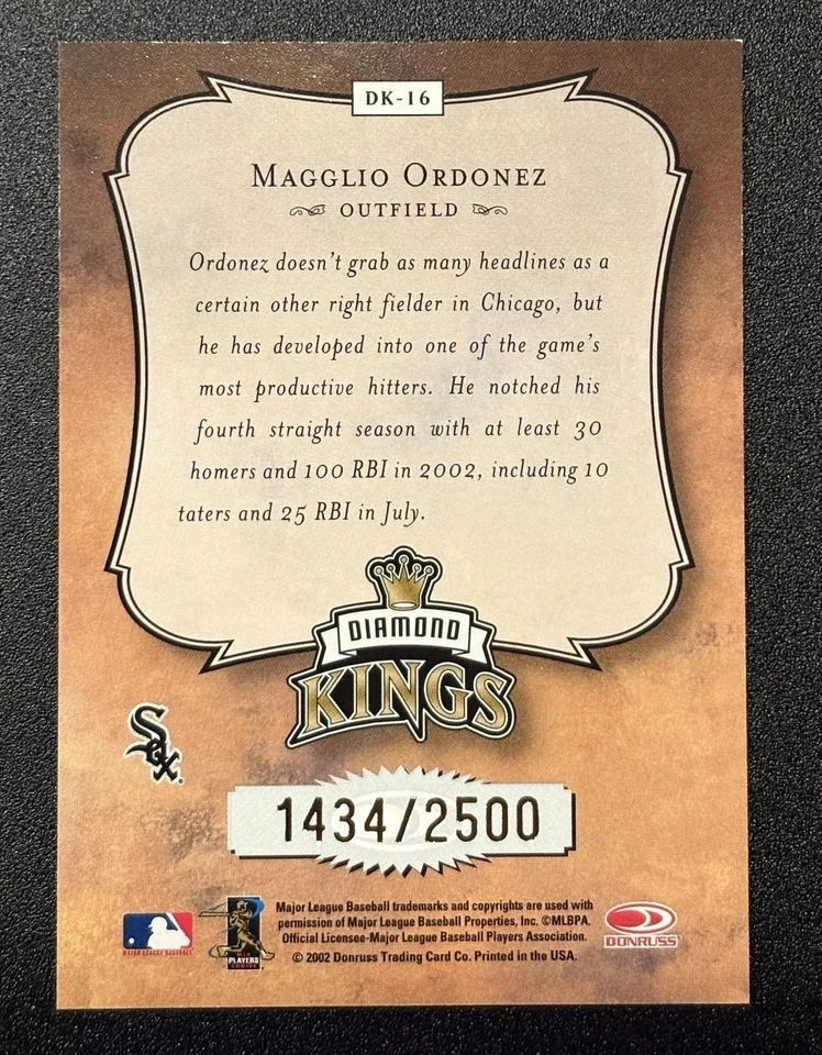 2003 Donruss Diamond Kings Inserts /2500 #16 Magglio Ordonez - Image 2 of 2