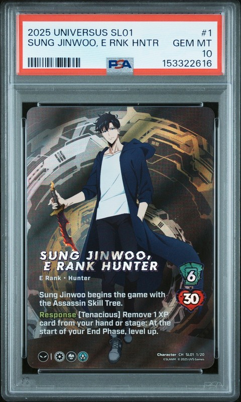 2025 UNIVERSUS CHALLENGER SERIES DECK #1 SUNG JINWOO, E RANK HUNTER PSA 10