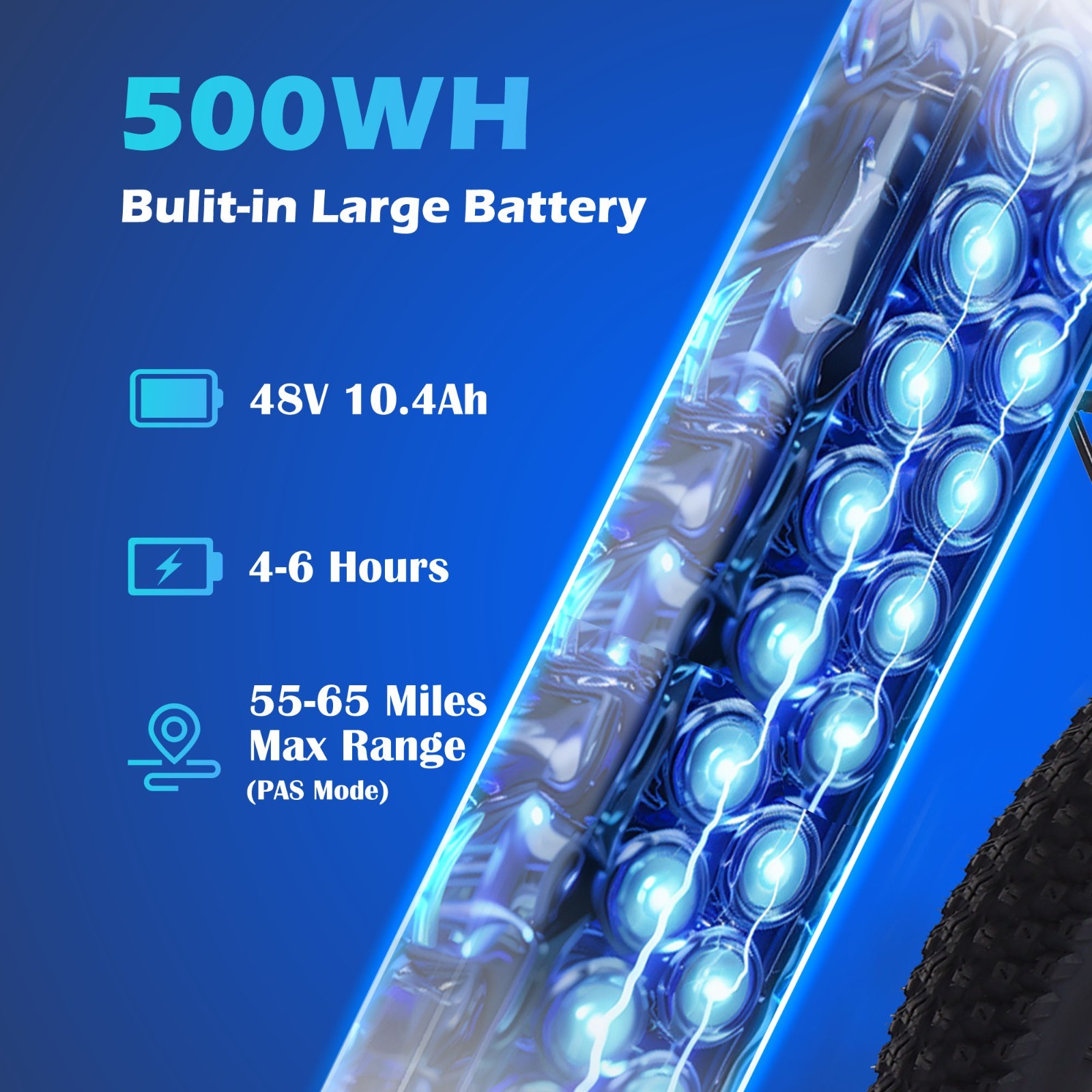 26" Electric Bike for Adults, 750W(Peak 1100W) 26MPH, Built-in 48V 500Wh Battery