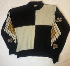 BASCO VINTAGE HAND KNIT SWEATER PULL OVER 58 SILK 42 COTTON BROWN TONES Large