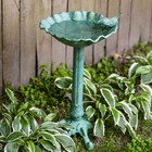Autumnal Leaf Metal Bird Bath - Green Patina - 11.75 in by Sunnydaze