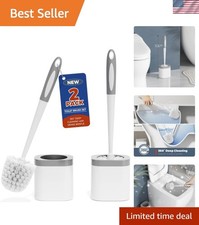 Toilet Brush, 2 Pack Toilet Brush and Holder Set Bathroom Accessories, Toilet...