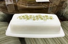 Vintage Pyrex  Green Spring Blossom Crazy Daisy Butter Dish w/Lid Nice