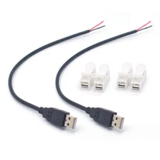 18awg 2pcs usb 2 wire pigtail cable0.3m/1ft usb 2.0 male plug 2 pin bare wi