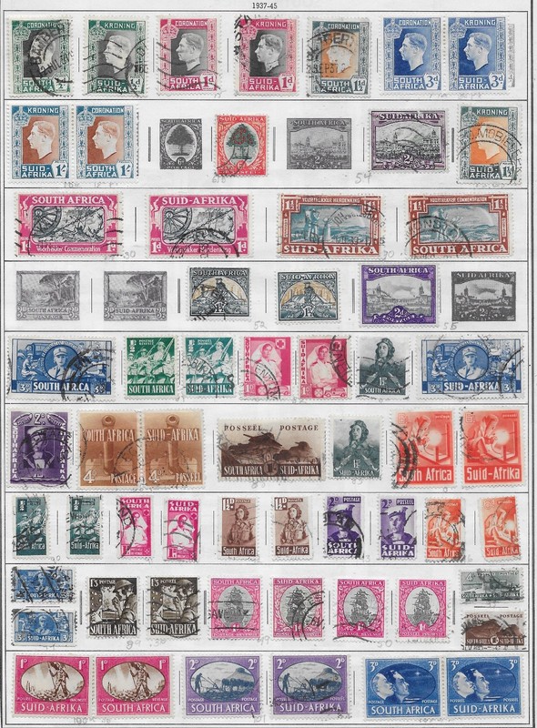 59 South Africa Stamps from Quality Old Antique Album 1937-1945